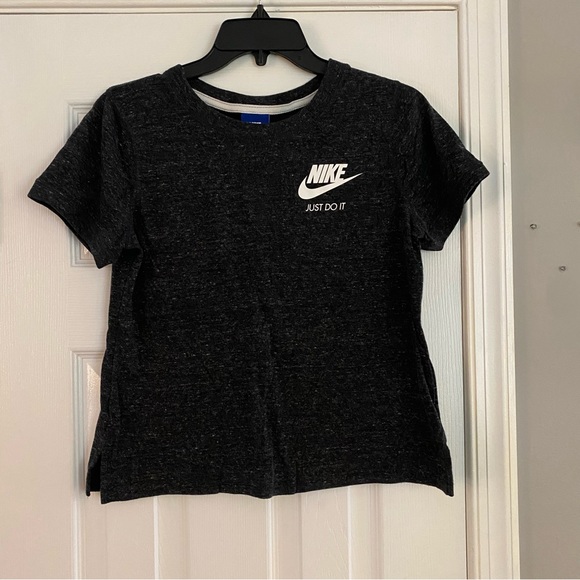 Nike Womens Gym Vintage Pull Over T Shirt Just Do It Small Heathered Gray - Picture 1 of 8